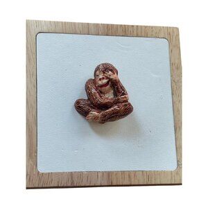 Vintage Monkey Figurine Brooch Pin Resin Handcrafted Collectible